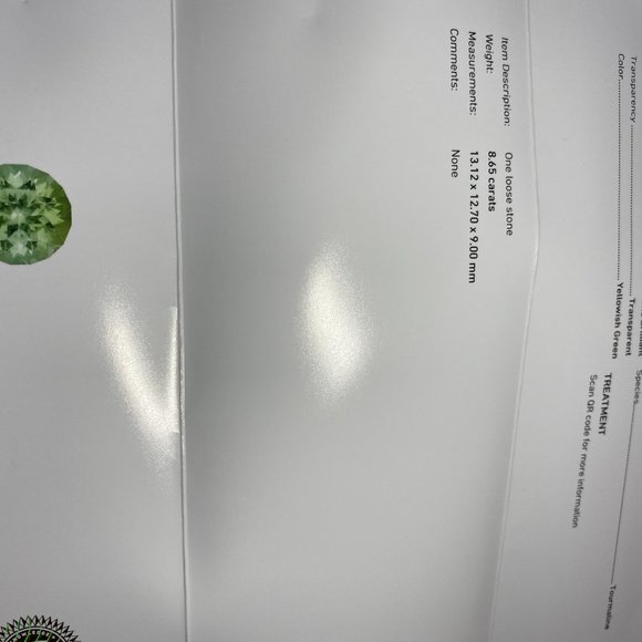 GIA Certified Green Tourmaline 8.65ct - Picture 7 of 7